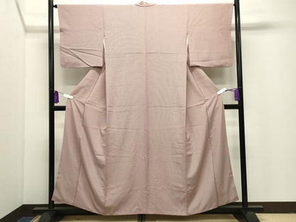 平和屋着物●江戸小紋　万筋　練色×蘇芳香色　正絹　逸品　CABI1076gh