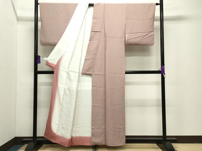 平和屋着物●江戸小紋　万筋　練色×蘇芳香色　正絹　逸品　CABI1076gh