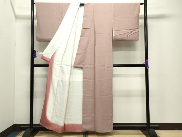 平和屋着物●江戸小紋　万筋　練色×蘇芳香色　正絹　逸品　CABI1076gh