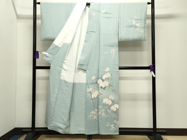平和屋着物●訪問着　友禅　作家物　枝牡丹花文　暈し染め　鈴乃屋扱い　正絹　逸品　CABI1081gh