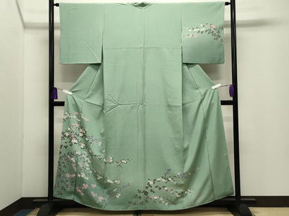 平和屋着物●訪問着　友禅　枝花文　暈し染め　正絹　逸品　CABI1082gh