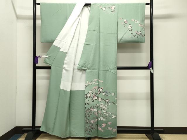 平和屋着物●訪問着　友禅　枝花文　暈し染め　正絹　逸品　CABI1082gh