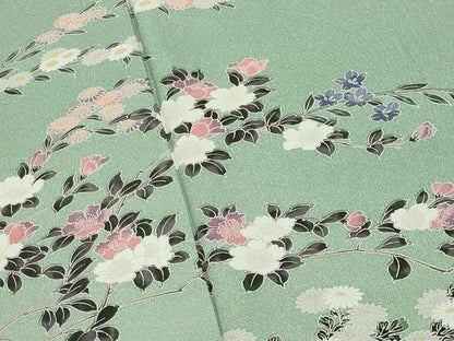 平和屋着物●訪問着　友禅　枝花文　暈し染め　正絹　逸品　CABI1082gh