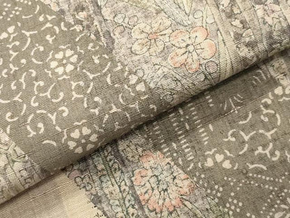 平和屋着物●訪問着　紬地　100亀甲　草花間道　正絹　逸品　CABI1083gh