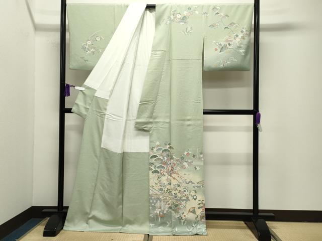 平和屋着物●訪問着　御所車花文　暈し染め　金彩　ロング丈　正絹　逸品　CABI1085gh