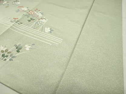 平和屋着物●訪問着　御所車花文　暈し染め　金彩　ロング丈　正絹　逸品　CABI1085gh