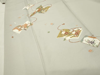 平和屋着物●訪問着　駒刺繍　冊子花文　金彩　正絹　逸品　未使用　CABI1086gh