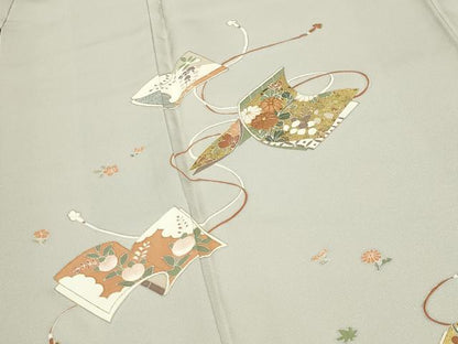 平和屋着物●訪問着　駒刺繍　冊子花文　金彩　正絹　逸品　未使用　CABI1086gh