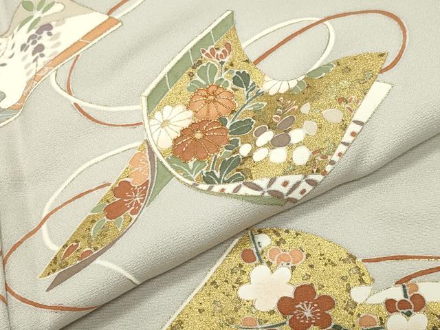 平和屋着物●訪問着　駒刺繍　冊子花文　金彩　正絹　逸品　未使用　CABI1086gh