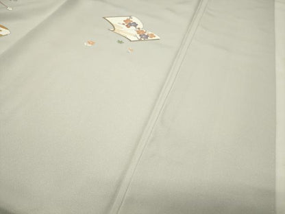 平和屋着物●訪問着　駒刺繍　冊子花文　金彩　正絹　逸品　未使用　CABI1086gh
