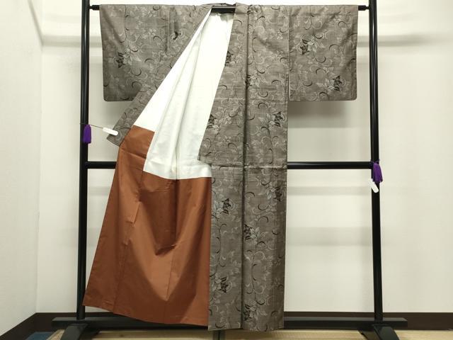 平和屋着物●本場大島紬　9マルキ　花唐草文　正絹　逸品　CABI1088gh