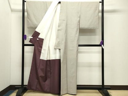 平和屋着物●本塩沢　縞　正絹　逸品　CABI1089gh