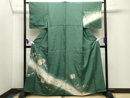 平和屋着物●訪問着　駒刺繍　雪輪重ね花文　暈し染め　金銀彩　正絹　逸品　CABI1091gh