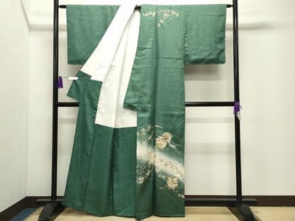 平和屋着物●訪問着　駒刺繍　雪輪重ね花文　暈し染め　金銀彩　正絹　逸品　CABI1091gh