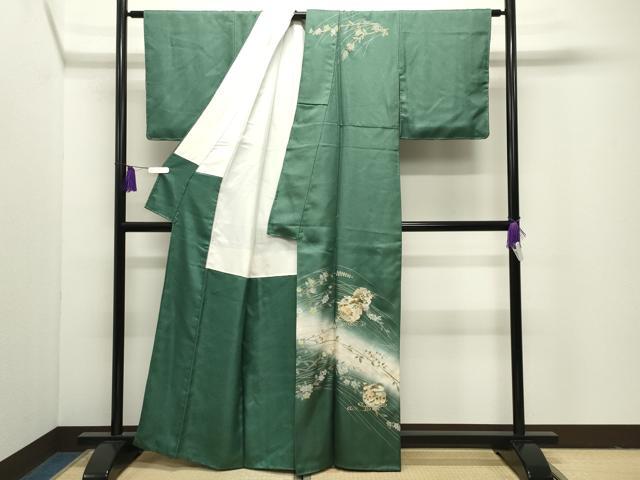 平和屋着物●訪問着　駒刺繍　雪輪重ね花文　暈し染め　金銀彩　正絹　逸品　CABI1091gh