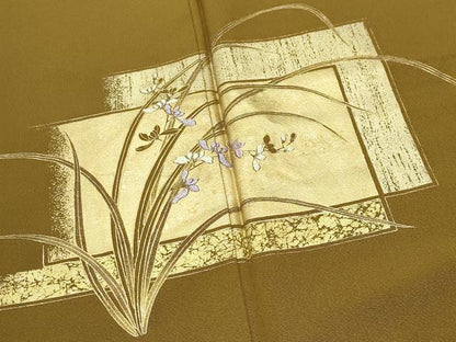 平和屋着物●訪問着　刺繍　色紙重ね花文　金彩　正絹　逸品　CABI1093gh