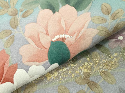 平和屋着物●訪問着　手描き　草花文　暈し染め　金銀彩　正絹　逸品　CABI1094gh