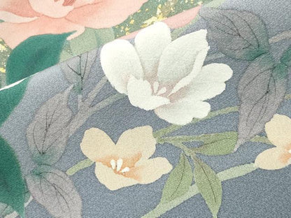 平和屋着物●訪問着　手描き　草花文　暈し染め　金銀彩　正絹　逸品　CABI1094gh