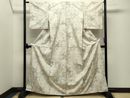 平和屋着物●本場大島紬　白大島　7マルキ　籬草花文　正絹　逸品　CABI1099gh