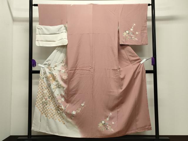 平和屋着物●訪問着　雪輪重ね花車文　暈し染め　金彩　正絹　逸品　CABI1102gh