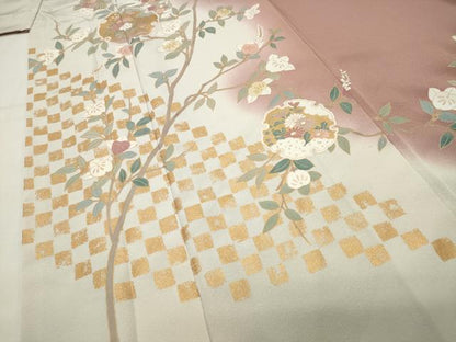 平和屋着物●訪問着　雪輪重ね花車文　暈し染め　金彩　正絹　逸品　CABI1102gh