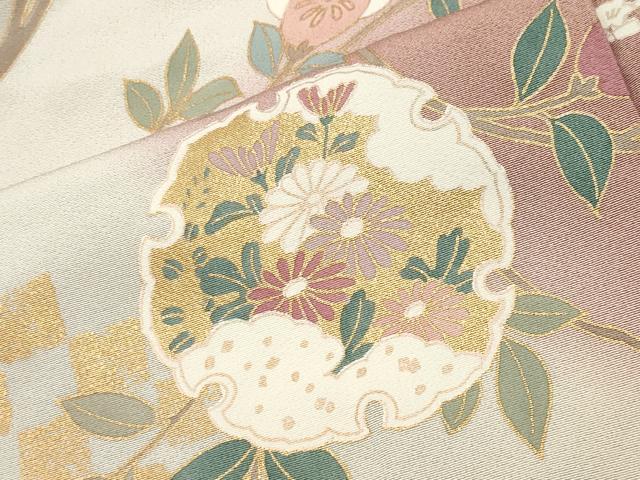 平和屋着物●訪問着　雪輪重ね花車文　暈し染め　金彩　正絹　逸品　CABI1102gh
