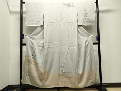 平和屋着物●訪問着　友禅　絞り　枝花文　暈し染め　ますいわ屋扱い　正絹　逸品　未使用　CABI1105gh