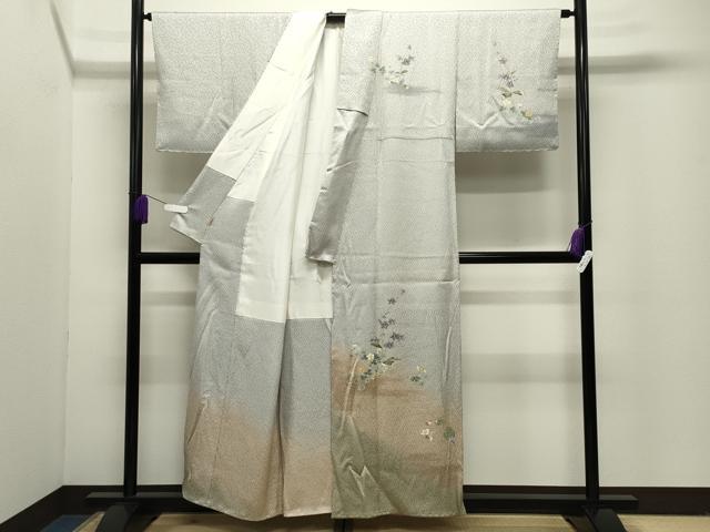 平和屋着物●訪問着　友禅　絞り　枝花文　暈し染め　ますいわ屋扱い　正絹　逸品　未使用　CABI1105gh