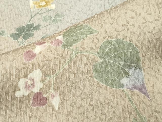 平和屋着物●訪問着　友禅　絞り　枝花文　暈し染め　ますいわ屋扱い　正絹　逸品　未使用　CABI1105gh