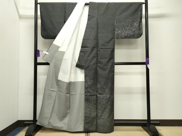平和屋着物●訪問着　結城紬　草木文　正絹　逸品　CABI1106gh