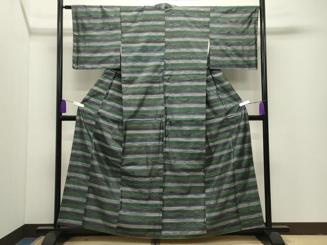 平和屋着物●本場大島紬　横段文　正絹　逸品　CABI1107gh