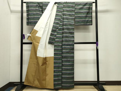 平和屋着物●本場大島紬　横段文　正絹　逸品　CABI1107gh