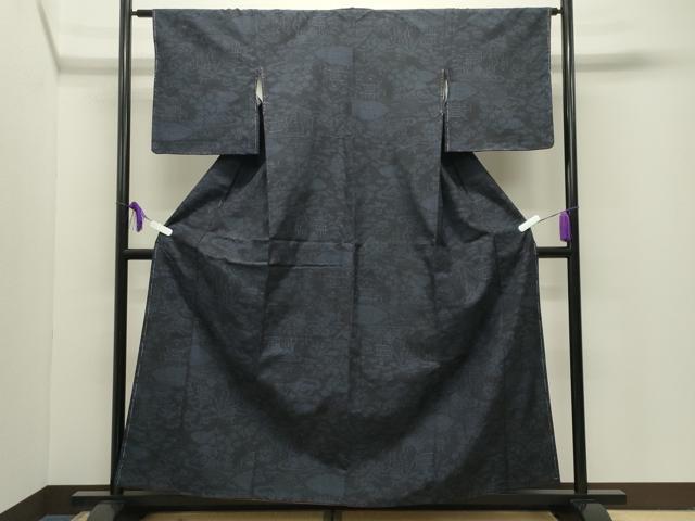 平和屋着物●結城紬　80亀甲　風景文　正絹　逸品　未使用　CABI1108gh