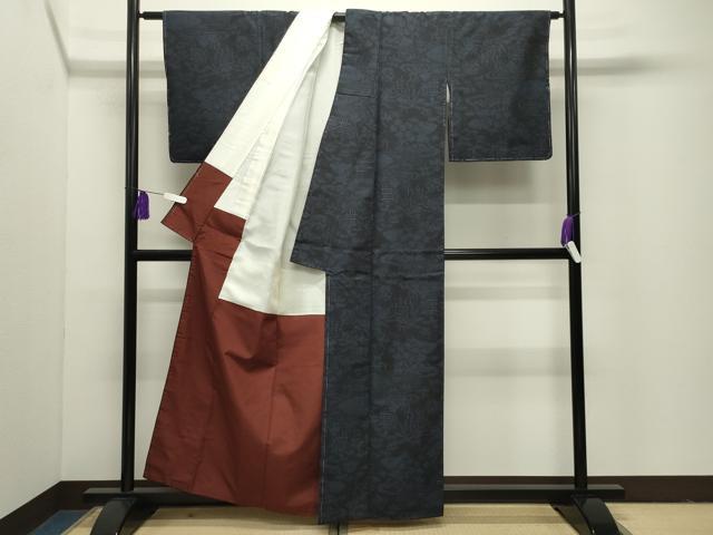 平和屋着物●結城紬　80亀甲　風景文　正絹　逸品　未使用　CABI1108gh