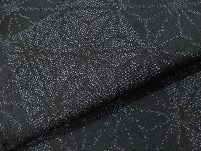 平和屋着物●本場真綿結城紬　泥染絣　市松麻の葉文様　証紙付き　正絹　逸品　CABI1109gh