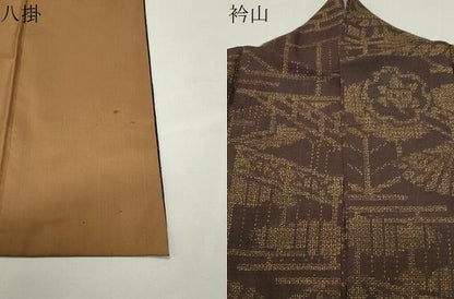 平和屋着物●本場結城紬　重要無形文化財　100亀甲　風景檜扇花文　正絹　逸品　CABI1111gh
