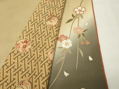平和屋着物●訪問着　駒刺繍　扇面枝垂れ桜文　暈し染め　金彩　やまと誂製　正絹　逸品　CABI1113gh