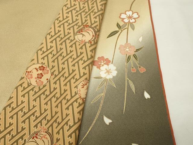 平和屋着物●訪問着　駒刺繍　扇面枝垂れ桜文　暈し染め　金彩　やまと誂製　正絹　逸品　CABI1113gh