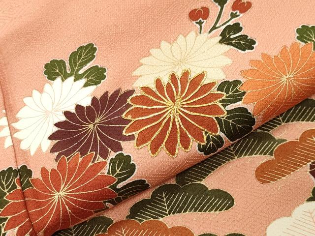 平和屋着物●訪問着　駒刺繍　松竹梅花文　暈し染め　金彩　正絹　逸品　未使用　CABI1116gh