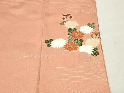 平和屋着物●訪問着　駒刺繍　松竹梅花文　暈し染め　金彩　正絹　逸品　未使用　CABI1116gh