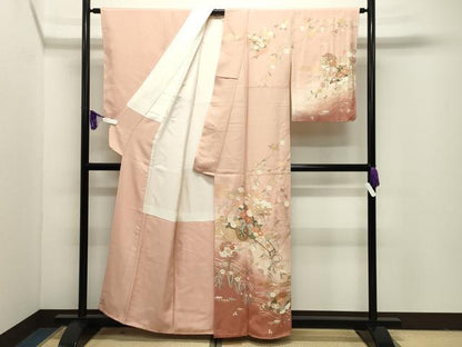 平和屋着物●訪問着　駒刺繍　花車雪輪文　暈し染め　金彩　正絹　逸品　未使用　CABI1120gh