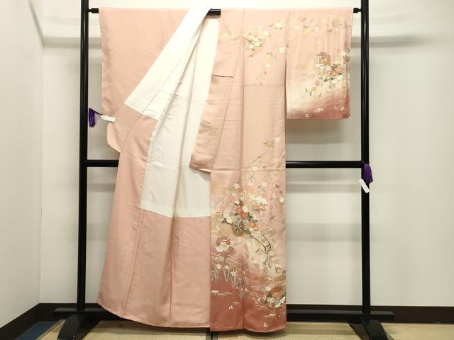平和屋着物●訪問着　駒刺繍　花車雪輪文　暈し染め　金彩　正絹　逸品　未使用　CABI1120gh