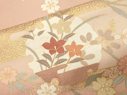 平和屋着物●訪問着　駒刺繍　花車雪輪文　暈し染め　金彩　正絹　逸品　未使用　CABI1120gh