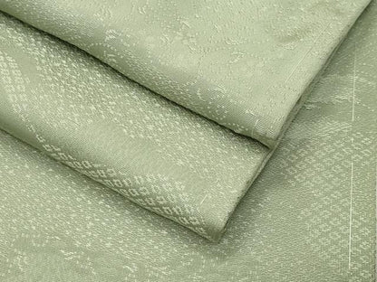 平和屋着物●上質な色無地　花唐草地紋　若葉色　正絹　逸品　未使用　CABI1121gh