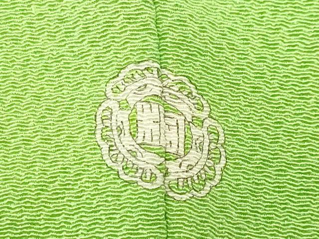 平和屋着物●上質な色無地　黄緑色　鬼しぼ縮緬　正絹　逸品　CABI1124gh