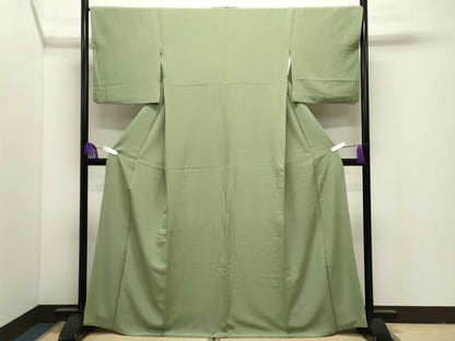 平和屋着物●上質な色無地　柳茶色　正絹　逸品　CABI1129gh