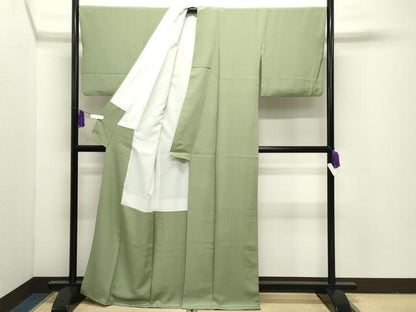 平和屋着物●上質な色無地　柳茶色　正絹　逸品　CABI1129gh