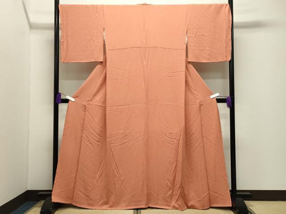 平和屋着物●上質な色無地　黄丹色　正絹　逸品　CABI1131gh