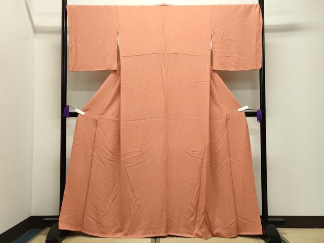 平和屋着物●上質な色無地　黄丹色　正絹　逸品　CABI1131gh
