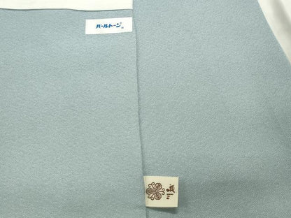 平和屋着物●上質な色無地　鱗地紋　水色　正絹　逸品　CABI1132gh